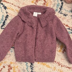 ✨5/$25✨Zara Kids Dusty Rose Knit Cardigan with Ruffle Collar